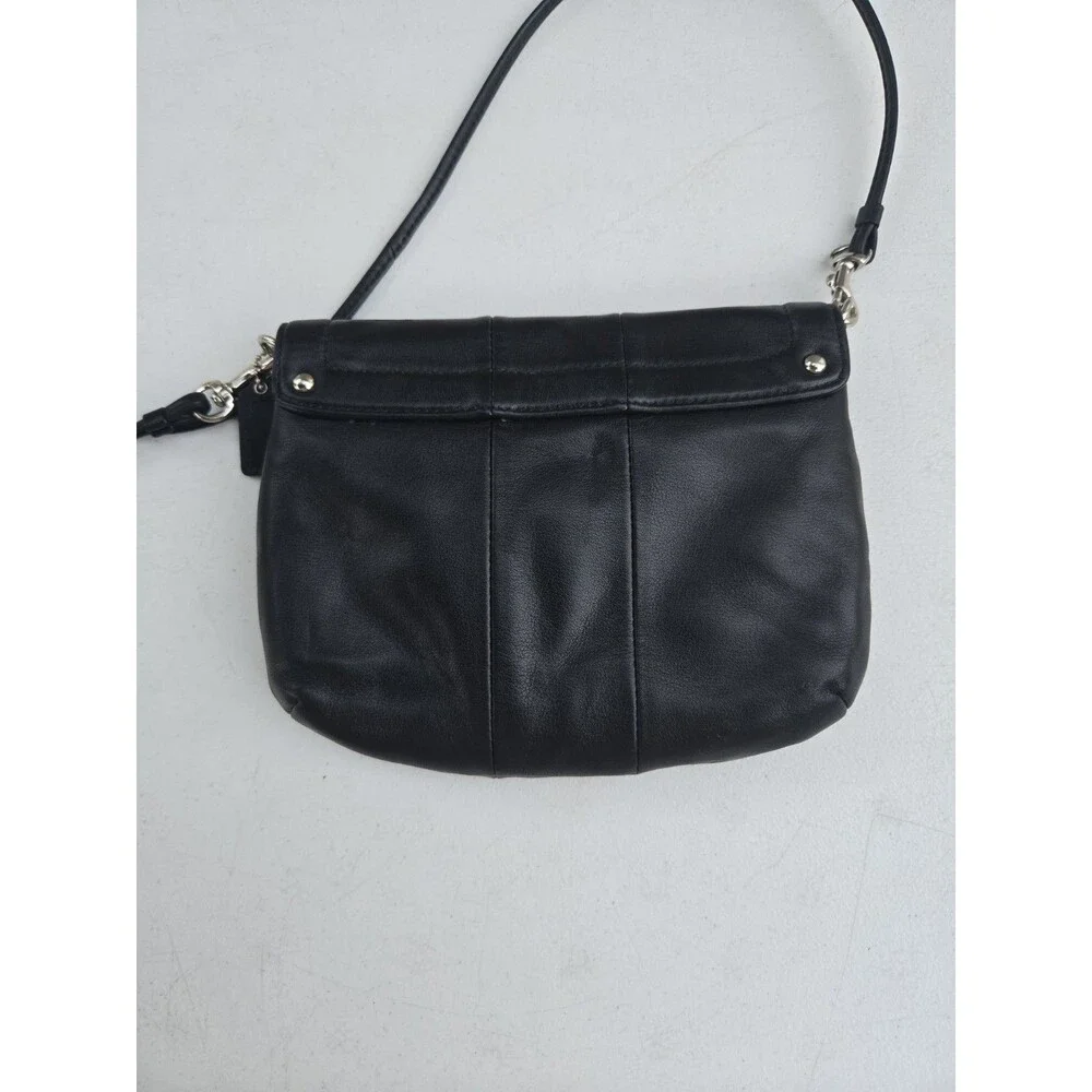 Coach Kristin Black Leather Crossbody Wallet Bag Purse Vintage